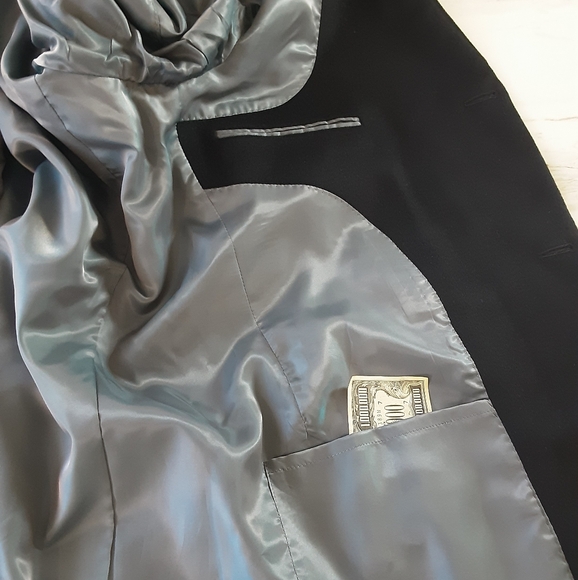 CALVIN KLEIN Black Wool Blend Long Dress Overcoat Sz 42R - EUC - Picture 10 of 12